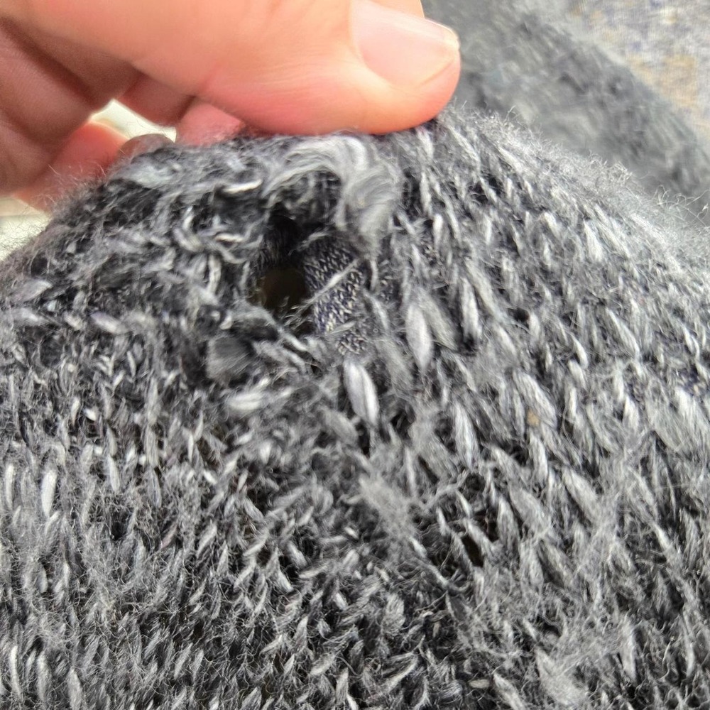 Womans Gray Black Marled Knit Cardigan XL - Picture 4 of 8